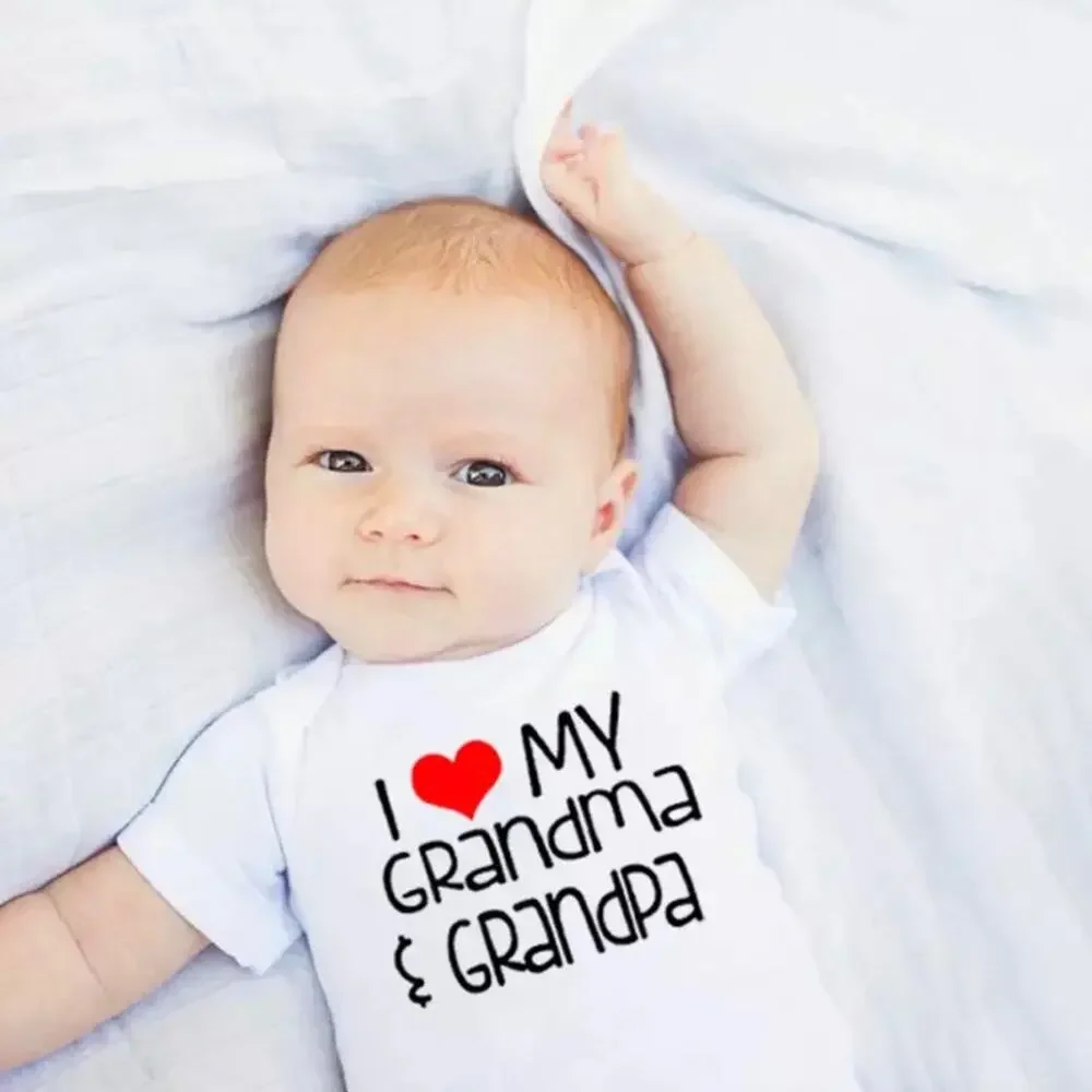 New I love my grandma and grandpa toddler boy or girl romper 12-18 mo.